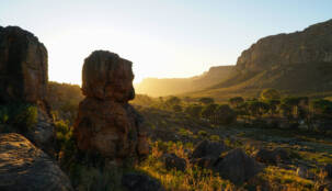 Rocklands Rock Climbing Mountains during the sunset near Cape Town, South Africa.